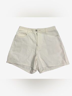 High-Rise Cream Denim Shorts with Front Pockets